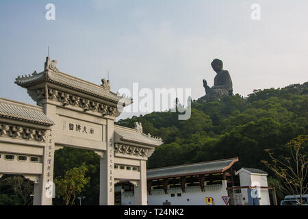 Hong Kong, China - Dec.2013:The large bronze statue of Buddha Shakyamuni known as Tian Tan Buddha is 34 meters tall and weighs over 250 tons. Ngong Pi Stock Photo