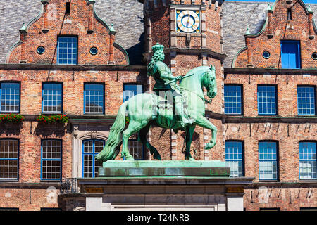 The Jan Wellem monument on the market square in aldstadt old town of Dusseldorf in Germany Stock Photo