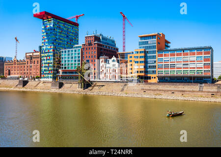 Medienhafen or media harbor is a rebuilt port area in Dusseldorf city in Germany Stock Photo