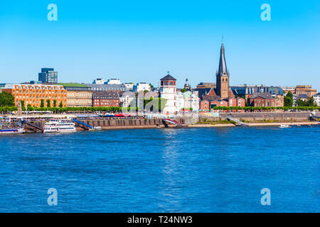 St. Lambertus Church and Schlossturm castle tower in aldstadt old town of Dusseldorf city in Germany Stock Photo