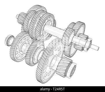 Outline gearbox concept. Vector Stock Vector