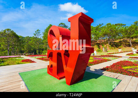 DALAT, VIETNAM - MARCH 13, 2018: The Valley of Love park or Thung Lung Tinh Yeu in Dalat city in Vietnam Stock Photo