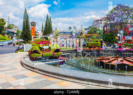 DALAT, VIETNAM - MARCH 13, 2018: Fountain in Dalat city centre in Vietnam Stock Photo