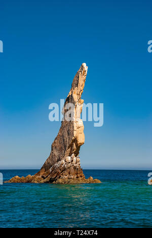 Neptunes Finger is rock formation that is easy to spot along the cliffs outside the marina in Cabo San Lucas, Mexico Stock Photo