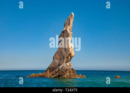 Neptunes Finger is rock formation that is easy to spot along the cliffs outside the marina in Cabo San Lucas, Mexico Stock Photo