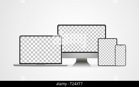 Laptop realistic. Device in mockup style. Set realistic vector devices on a white background. vector illustration Stock Photo