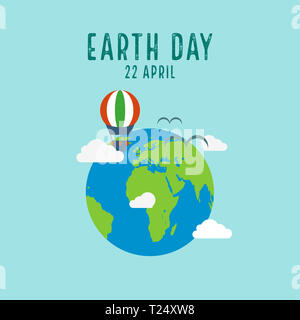 Happy Earth Day on April 22 Illustration with World Map Environment in ...