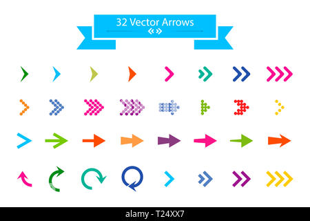 Arrows set. Arrow icon. Arrow colorful colored. vector icon. Arrow. Arrows vector collection. - Vector illustration Stock Photo