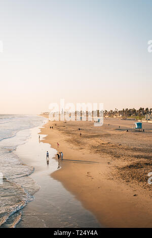 Evening sunset light on the beach in Huntington Beach, California Stock Photo