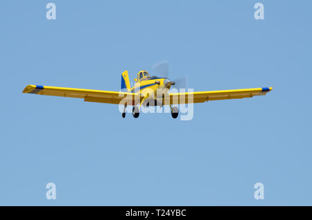 Air Tractor AT-402B ZK-PCC agricultural aircraft of Bargh & Gardner Aviation Limited, New Zealand. AT-400 type used for crop dusting, top dressing Stock Photo