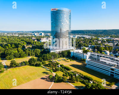 BONN, GERMANY - JUNE 29, 2018: Post Tower is the headquarters of the logistic company Deutsche Post DHL in Bonn city in Germany Stock Photo
