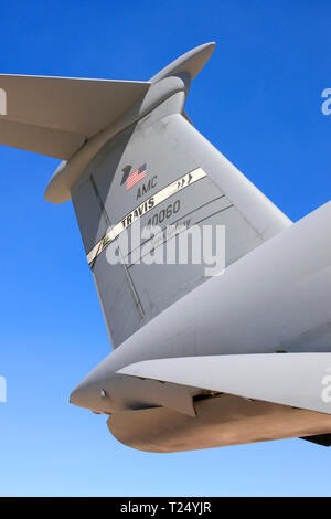 Tail of Lockheed C-5 Galaxy, military cargo strategic aircraft ...