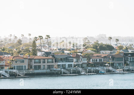 View of Balboa Island from Lookout Point in Corona del Mar, Newport Beach, California Stock Photo