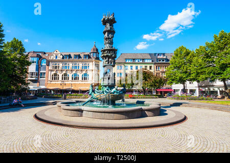 KOBLENZ, GERMANY - JUNE 27, 2018: History column or Historiensaule in the centre of Koblenz town in Germany Stock Photo
