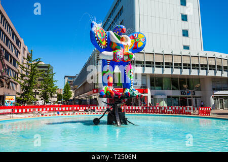 DUISBURG, GERMANY - JULY 03, 2018: Lifesaver or Life Saver sculpure in the old town of Duisburg city in Germany Stock Photo