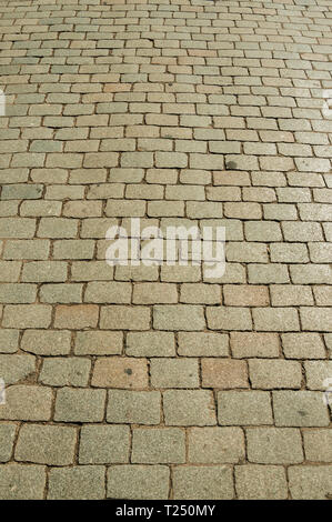 Close-up of pavement made of setts on top of Puente Romano, an ancient bridge over the Guadiana River at Merida. Founded by ancient Rome in western Sp Stock Photo