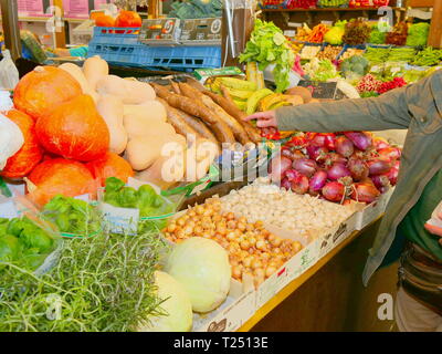 Colorful fruits and vegetables on a market Stock Photo
