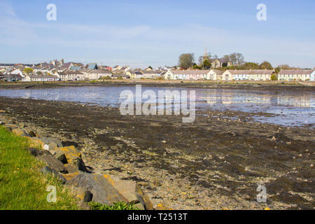 28 March 2019 The small bay and waterfront of Killyleagh village in County Down Northern Ireland on Strangford Lough at low tide. Stock Photo