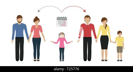 patchwork family time management concept vector illustartion EPS10 Stock Vector