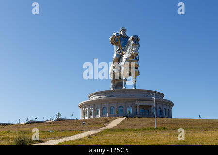 Tsonjin boldog, Mongolia - September 14, 2018: Genghis Khan Statue Complex near Tsonjin Boldog. Mongolia. Stock Photo