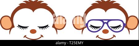 Two cool illustrations of monkey face. Stock Vector