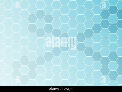 Abstract gradient background of hexagons in blue tones Stock Vector