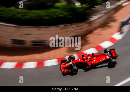 Monte Carlo/Monaco - 05/24/2018 - World champion #5 Sebastian Vettel (GER) in his Ferrari SF71H during the opening practice ahead of the 2018 Monaco G Stock Photo