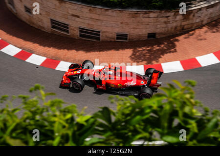 Monte Carlo/Monaco - 05/24/2018 - World champion #5 Sebastian Vettel (GER) in his Ferrari SF71H during the opening practice ahead of the 2018 Monaco G Stock Photo