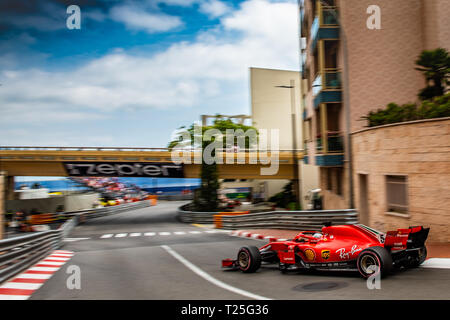 Monte Carlo/Monaco - 05/24/2018 - World champion #5 Sebastian Vettel (GER) in his Ferrari SF71H during the opening practice ahead of the 2018 Monaco G Stock Photo