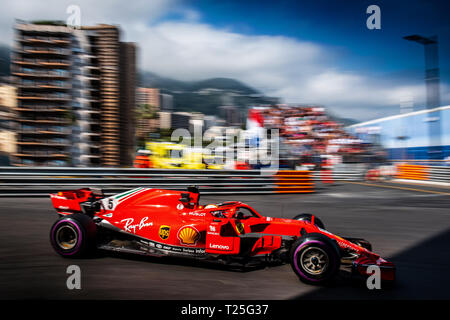 Monte Carlo/Monaco - 05/24/2018 - World champion #5 Sebastian Vettel (GER) in his Ferrari SF71H during the opening practice ahead of the 2018 Monaco G Stock Photo