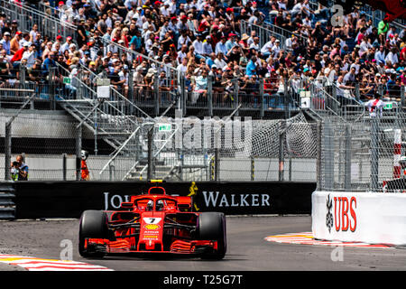 Monte Carlo/Monaco - 05/24/2018 - World champion #7 Kimi Raikkonen (FIN) in his Ferrari SF71H during the opening practice ahead of the 2018 Monaco GP Stock Photo