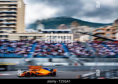 Monte Carlo/Monaco - 05/24/2018 - #2 Stoffel Vandoorn (BEL) in his McLaren-Renault MCL33 duringfree practice ahead of the 2018 Monaco GP Stock Photo