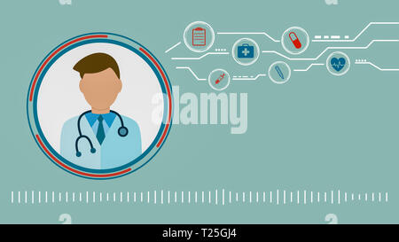 online medical consultant, concept of telemedicine, cartoon, flat style Stock Photo