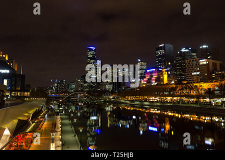 MELRBOURNE - May 2015. city skyline and Yarra River at night Stock Photo