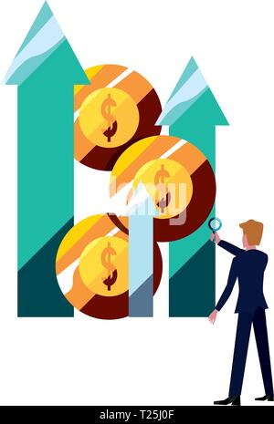businessman money profit arrows bank vector illustration vector ...