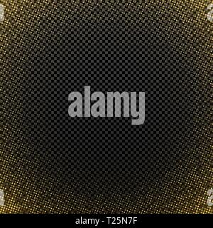 Golden halftone effect isolated on a dark transparent background. Abstract background. Golden glitter. Gold shine particles. Template for greeting car Stock Vector