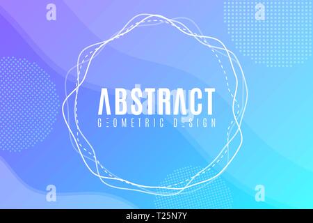 Abstract creative web banner for your design. Modern blue background. Geometric design, Trendy style. Fluid graphic yellow shape. Abstract elements. V Stock Vector