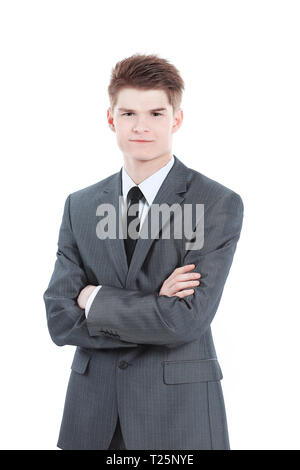 Half-length portrait of business man with crossed hands, Stock Photo