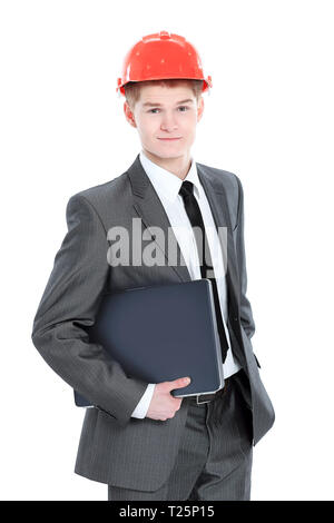 in full growth.young engineer architect with laptop Stock Photo