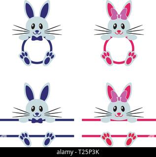 Bunny with monograms for Easter Stock Vector