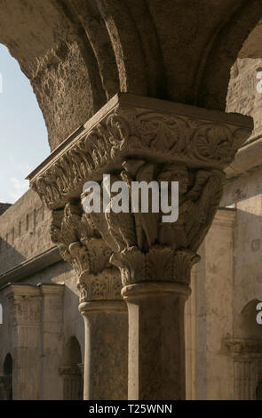 The medieval cloisters of cloitre saint-trophime are a haven of tranquility in the centre of Arles in the south of France Stock Photo