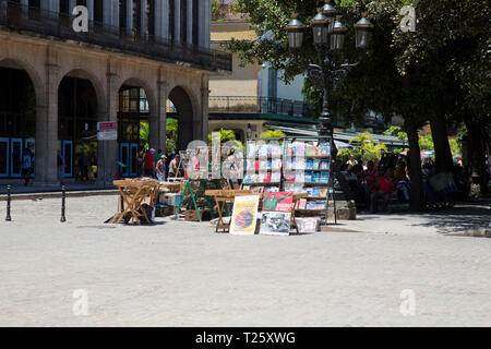 Second hand book stall Plaza de Armas, Havana, Cuba Stock Photo