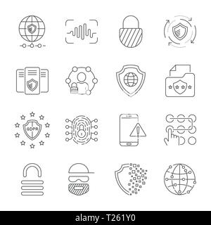 Digital technology, security, protection, innovation in cyberspace. Editable Stroke. EPS 10 Stock Vector
