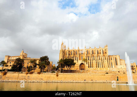 Cathedral of Santa Maria of Palma (Cathedral of St. Mary of Palma), more commonly referred to as La Seu  is a Gothic Roman Catholic cathedral located  Stock Photo