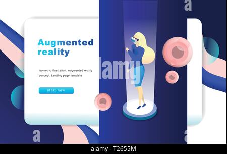 Isometric augmented virtual reality concept Stock Vector