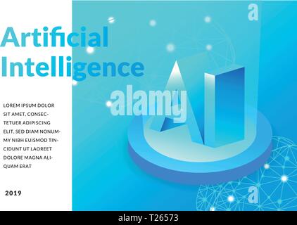 Artificial intelligence concept. isometric 3d illustration. technology background. EPS 10 vector Stock Vector