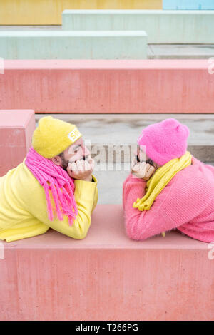 Gay couple in love looking at each other Stock Photo