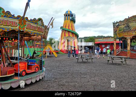 Fairground at The Black Country Living Museum, an open-air museum of rebuilt historic buildings in Dudley, West Midlands, England, UK Stock Photo