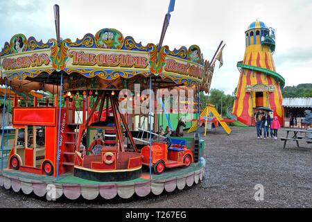 Fairground at The Black Country Living Museum, an open-air museum of rebuilt historic buildings in Dudley, West Midlands, England, UK Stock Photo