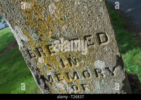 Kelso chruch graveyard in Scotland. An old gravestone. Stock Photo